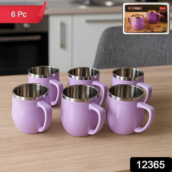 Apex Chit-Chat Double Wall Stainless Steel Mug Set (6Pc/200ml) Approx - dailyneed.life