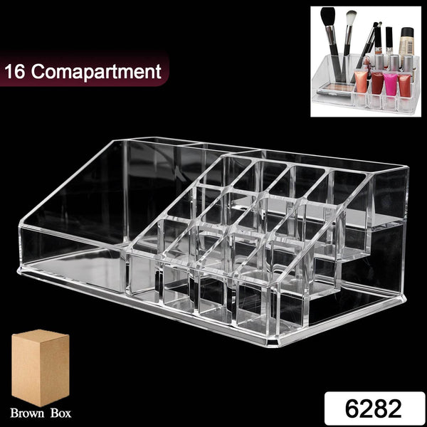 16 Compartment Cosmetic Makeup Jewellery Lipstick Storage Organiser Box, Cosmetic Storage Box Make-up Lipstick Organizer / Lipstick Holder Case Transparent - dailyneed.life
