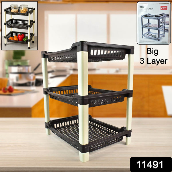 Apex Big Multi use Plastic Storage Rack – 3-Tier (1 Pc) - dailyneed.life