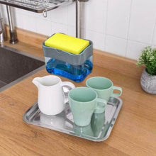 2-in-1 Liquid Soap Dispenser on Countertop with Sponge Holder - dailyneed.life