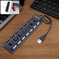 USB Splitter Multi Port USB 2.0 Hub, 7 Port with Independent On/Off Switch and LED Indicators USB A Port Data Hub, Suitable for PC Computer Keyboard Laptop Mobile HDD, Flash Drive Etc - dailyneed.life