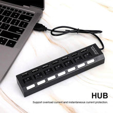 USB Splitter Multi Port USB 2.0 Hub, 7 Port with Independent On/Off Switch and LED Indicators USB A Port Data Hub, Suitable for PC Computer Keyboard Laptop Mobile HDD, Flash Drive Etc - dailyneed.life