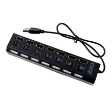 USB Splitter Multi Port USB 2.0 Hub, 7 Port with Independent On/Off Switch and LED Indicators USB A Port Data Hub, Suitable for PC Computer Keyboard Laptop Mobile HDD, Flash Drive Etc - dailyneed.life