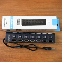 USB Splitter Multi Port USB 2.0 Hub, 7 Port with Independent On/Off Switch and LED Indicators USB A Port Data Hub, Suitable for PC Computer Keyboard Laptop Mobile HDD, Flash Drive Etc - dailyneed.life