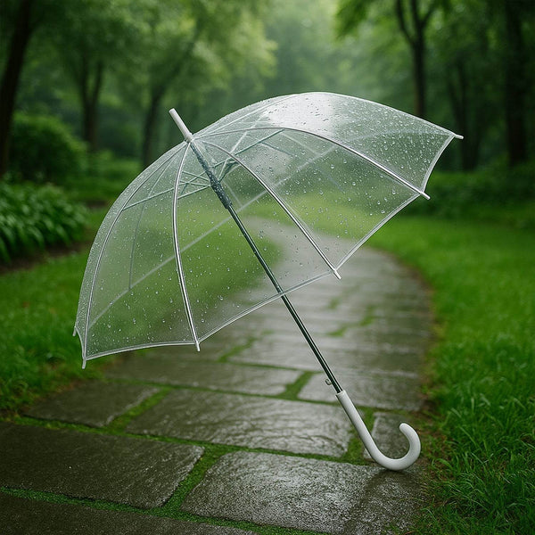 Premium Transparent Dome Umbrella with Curved Handle (1 Pc) - dailyneed.life