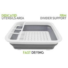 Collapsible Folding Silicone Dish Drying Drainer Rack with Spoon Fork Storage Holder - dailyneed.life