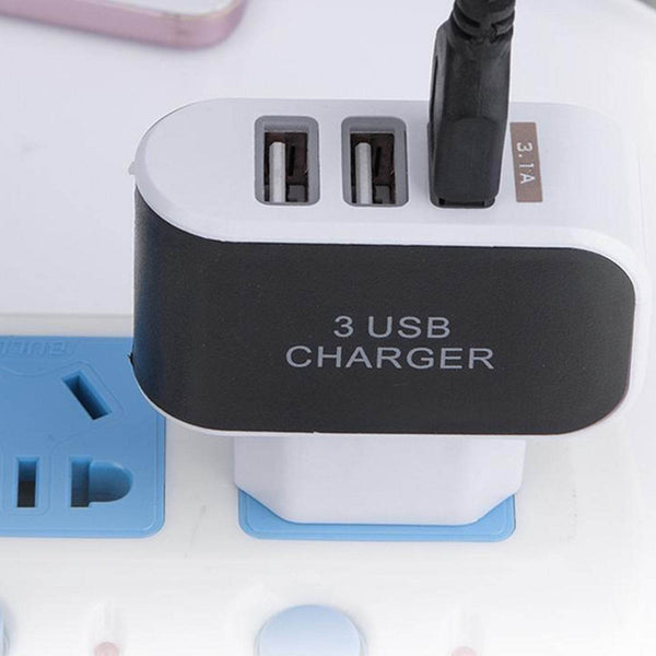 Triple USB 3 Port Wall AC Adapter Charger for Mobile Phone (1Pc Only) - dailyneed.life