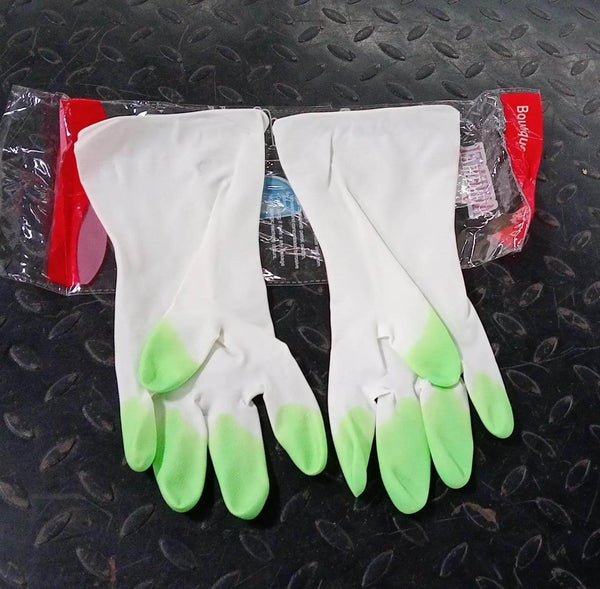 Reusable Rubber Latex PVC Flock lined Elbow Length Hand Gloves cleaning gloves - dailyneed.life