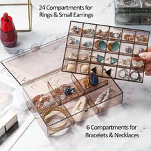2 layer Acrylic Jewelry Storage Box Dustproof Earring Box, Storage Box Portable Nail Art Storage Case, 24-Grid Small and 6-Grid Big case Makeup Vanity Box (1 Pc / 30 Compartment) - dailyneed.life