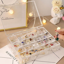 2 layer Acrylic Jewelry Storage Box Dustproof Earring Box, Storage Box Portable Nail Art Storage Case, 24-Grid Small and 6-Grid Big case Makeup Vanity Box (1 Pc / 30 Compartment) - dailyneed.life