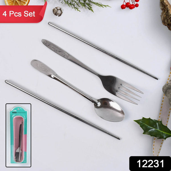 Portable Utensils Travel Camping Cutlery Set 4 Pc With case - dailyneed.life
