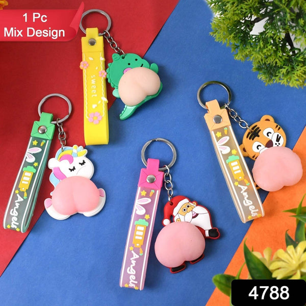 Silicone Keychain with Wrist Strap & Squeeze Toy (1 Pc Mix design) - dailyneed.life
