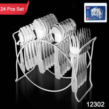 Stainless Steel Cutlery Set with Elegant Storage Stand (24 Pc) - dailyneed.life