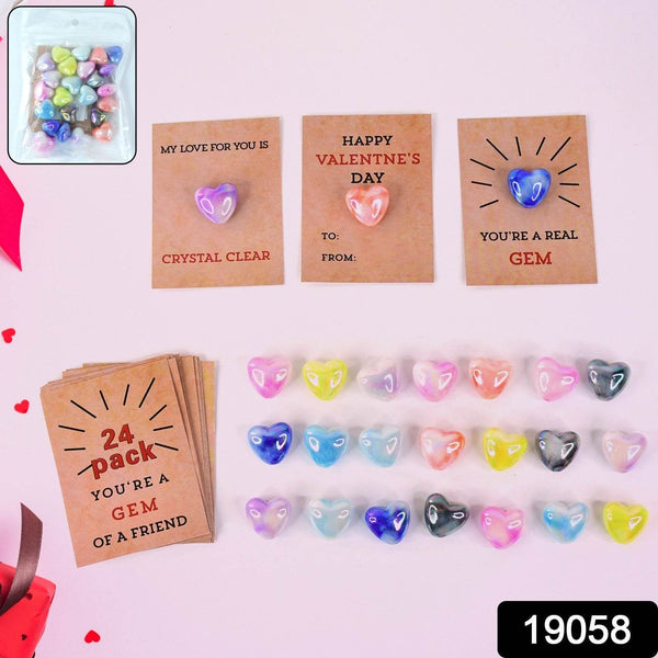 Heart-Shaped Crystal Gem Valentines with Gift Cards (24 Pc) - dailyneed.life