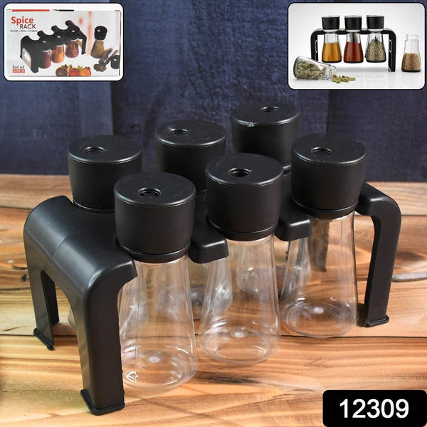 6-Piece Plastic Spice Jar Set with Stand - dailyneed.life