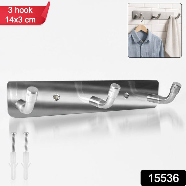 Stainless Steel Wall Mounted Coat 3 Hook Rack (14x3 / 1 Pc) - dailyneed.life
