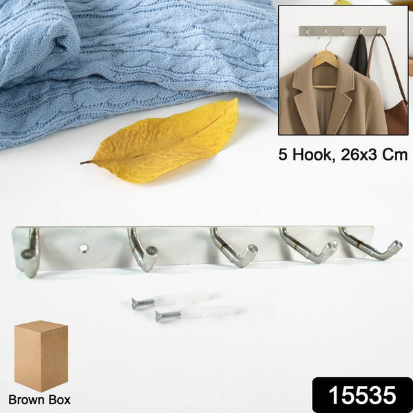 Stainless Steel Wall Mounted Coat 5 Hook Rack (26x3 / 1 Pc) - dailyneed.life