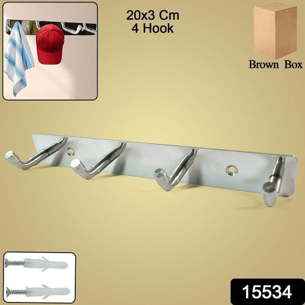 Stainless Steel Wall Mounted Coat 4 Hook Rack (20x3 / 1 Pc) - dailyneed.life