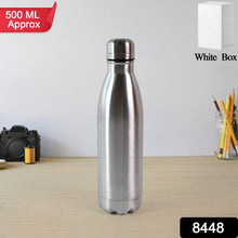 Silver Stainless Steel Water Bottle Approx 500 ML (1 Pc) - dailyneed.life