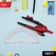 2 Pc Geometry Set – Built-in Pencil Grip + Transparent Plastic Protractor – School Geometry Tools Kit - dailyneed.life