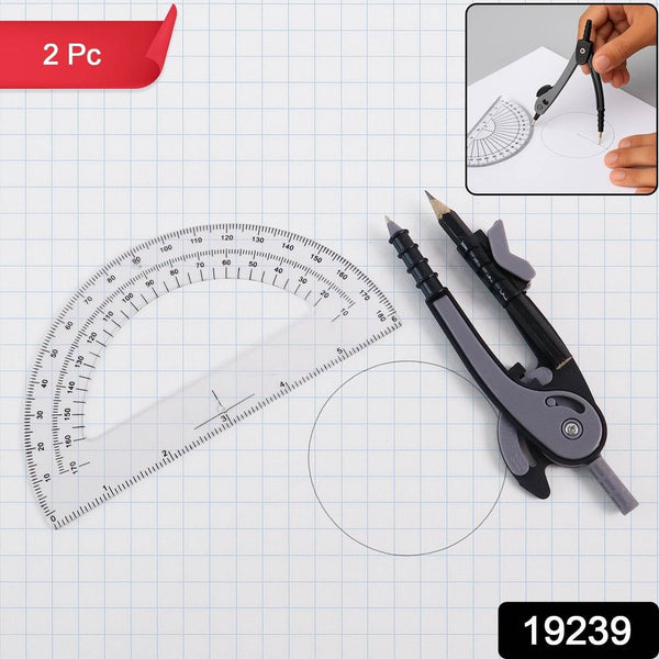 2-Piece Geometry Protractor Set with Lock and Transparent Protractor - dailyneed.life