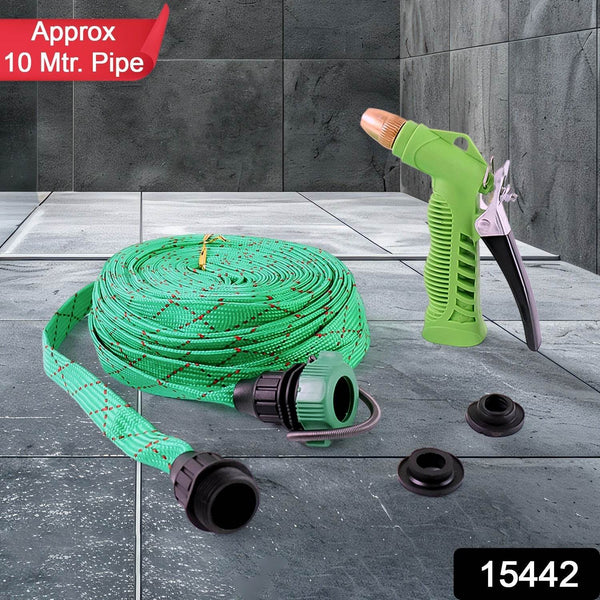 Approx 10 Meter Flexible Garden Water Pipe with High-Pressure Spray Nozzle - dailyneed.life