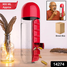 Water Bottle with Built-in 7-Day Pill Organizer Approx 900ml (1 Pc) - dailyneed.life