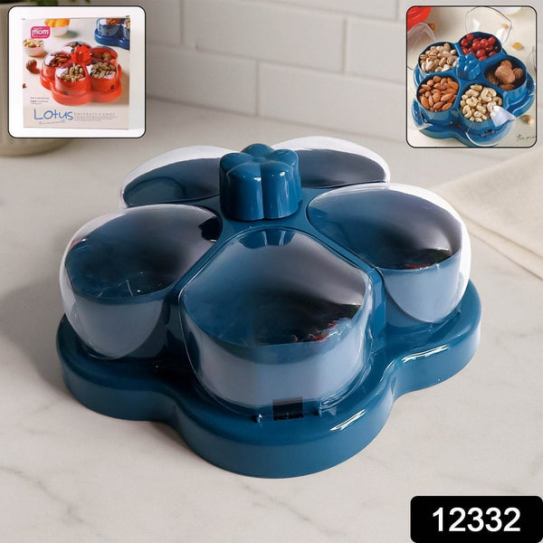 Supermom Lotus Shape Rotating Dry Fruit & Snack Organizer Box with Compartments (1 Pc) - dailyneed.life