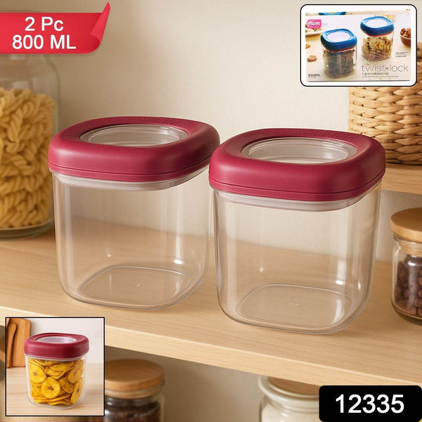 Supermom Transparent Twist Lock Kitchen Storage Container Set (Approx 800ML & 2Pc) - dailyneed.life