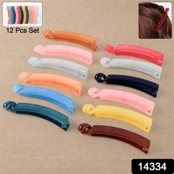 Multicolor Plastic Banana Hair Clips Set (12 Pc) - dailyneed.life