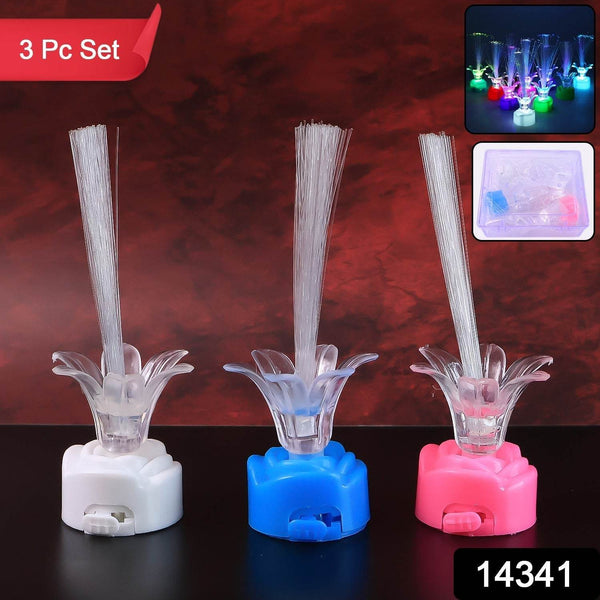 Multi-Color LED Fiber Optic Flower Night Lamps (Mix Color / 3 Pc) - dailyneed.life