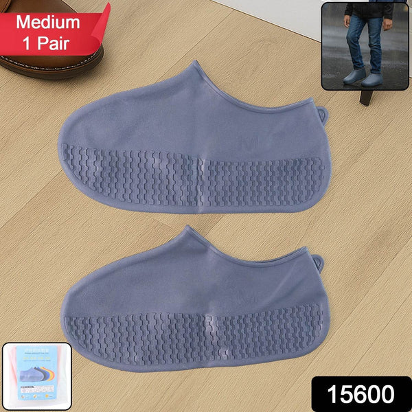 Grey Non-Slip Silicone Rain Reusable Anti skid Waterproof Fordable Boot Shoe Cover (1 Pair ) - dailyneed.life