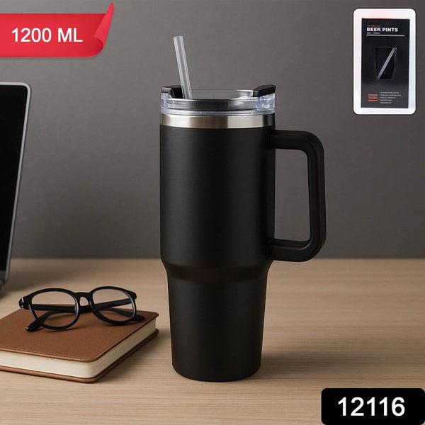 Premium 1200 ML Stainless Steel Vacuum Insulated Travel Mug with Straw and Handle (1200ML / 1 Pc) - dailyneed.life