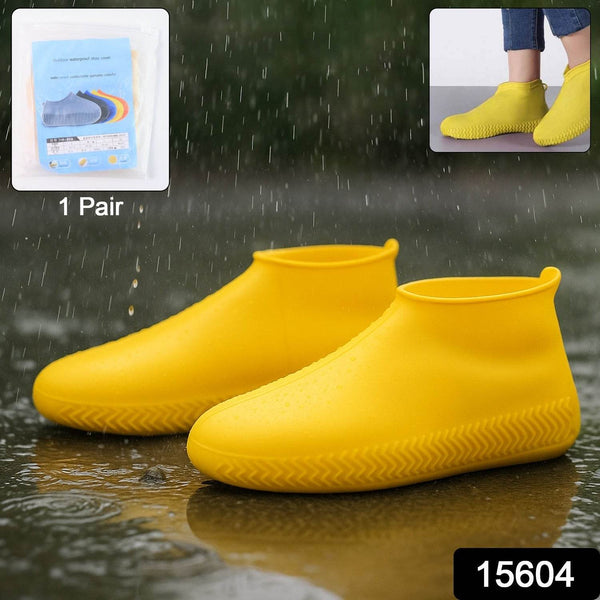 Yellow Non-Slip Silicone Rain Reusable Anti skid Waterproof Fordable Boot Shoe Cover (1 Pair ) - dailyneed.life