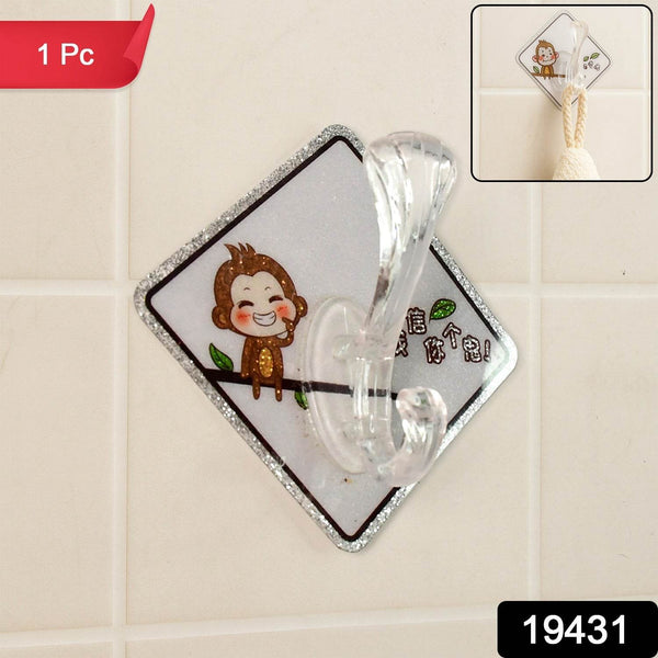Cute Cartoon Print Transparent Wall Hook with Self-Adhesive Back (1 Pc) - dailyneed.life