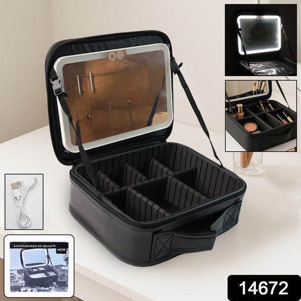 Black Premium LED Light Makeup Organizer Box (1 Pc) - dailyneed.life