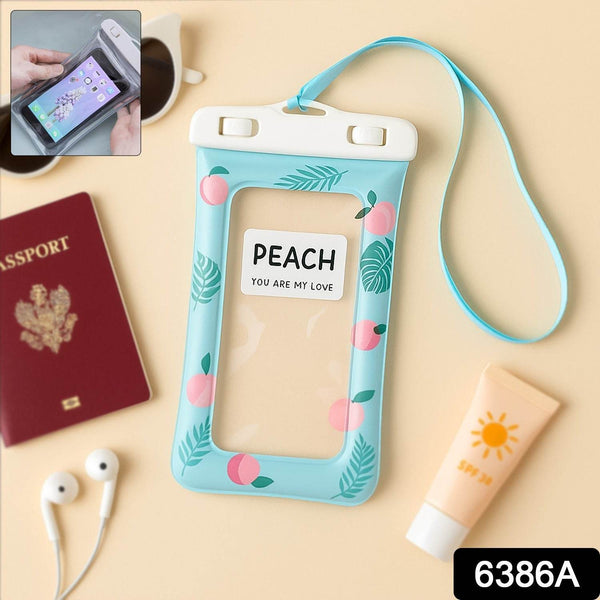 Waterproof Peach Transparent Mobile Pouch with Neck Strap (1 Pc) - dailyneed.life