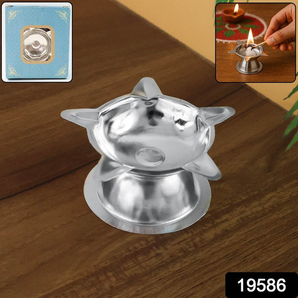 Stainless Steel Lotus Design Diya (1 Pc) - dailyneed.life