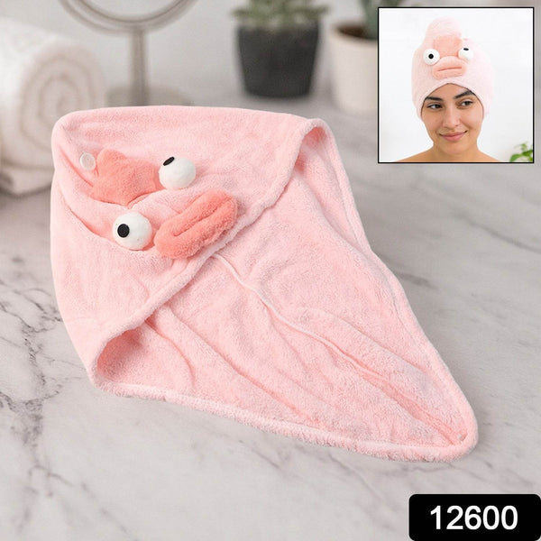 Soft Microfiber Cartoon Design Hair Drying Towel Wrap with Button Closure (1 Pc) - dailyneed.life