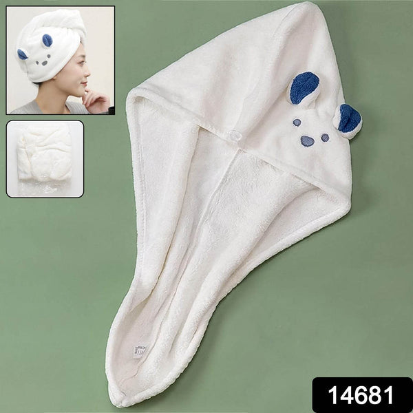 Soft Microfiber Hair Drying Towel Wrap with Cute Animal Ears & Button Closure (1 Pc) - dailyneed.life
