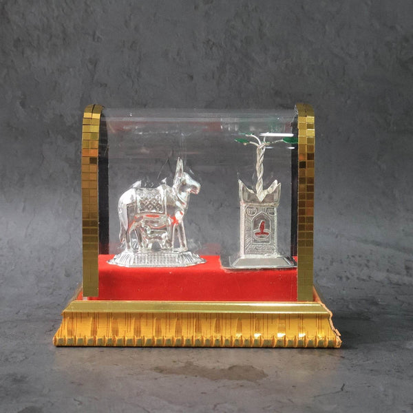 Decorative Kamdhenu Cow with Calf and Tulsi Plant Idol Set - dailyneed.life