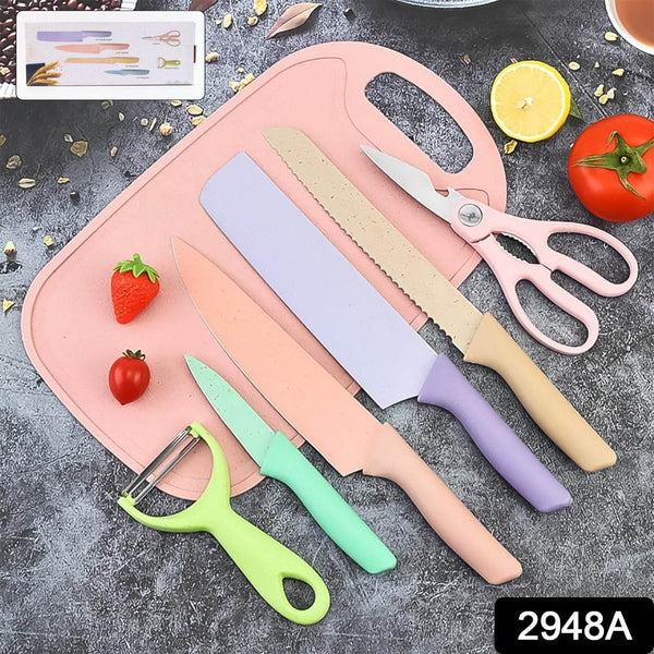 Colorful Chef Knife Set for Cutting (6 Pc, Non-Stick Steel) - dailyneed.life