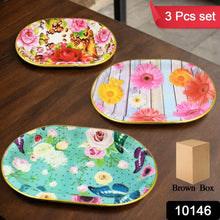 Plastic Flower Printed Design Serving Tray (3 Pcs Set / Mix Color) - dailyneed.life