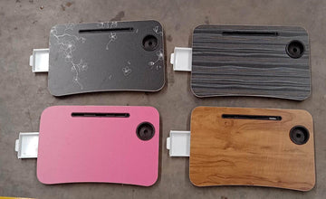 Multi-Purpose Laptop Desk for Study and Reading with Foldable, Cupholder & Drawer (1 Pc / Mix Plain Design / 58×38 Cm) - dailyneed.life