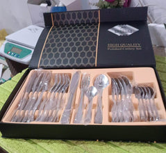 Premium Silver Daily Use Cutlery Set Stainless Steel Luxury Combo Set of 24 - dailyneed.life