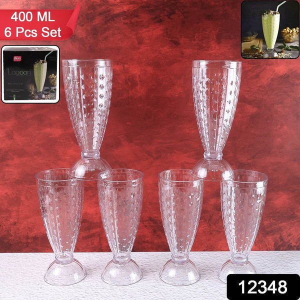 Supermom Transparent Plastic Milkshake Glass Set (400ML / 6 Pc) - dailyneed.life
