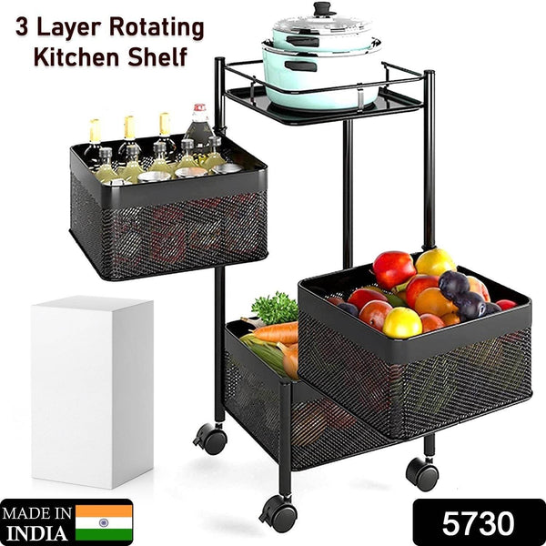 Metal High Quality Kitchen Trolley Kitchen Organizer Items and Kitchen Accessories Items for Kitchen Rack Square Design for Fruits & Vegetable Onion Storage Kitchen Trolley with Wheels (3 Layer) - dailyneed.life