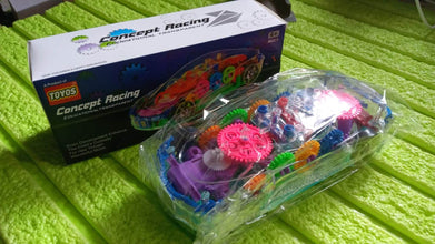 Automatic 360 Degree Rotating Transparent Gear Concept Car with Musical and 3D Flashing Lights Toy for Kids Boys & Girls (Multicolor / Battery Not Included) - dailyneed.life