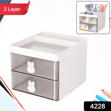 2 Layer 5 Compartment Desk Organizer with Transparent Drawer (1 Pc / 15×13×11 Cm) - dailyneed.life