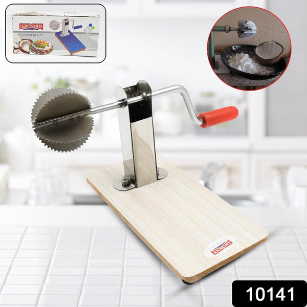 Stainless Steel Coconut Scraper with Wooden Base (1 Pc) - dailyneed.life
